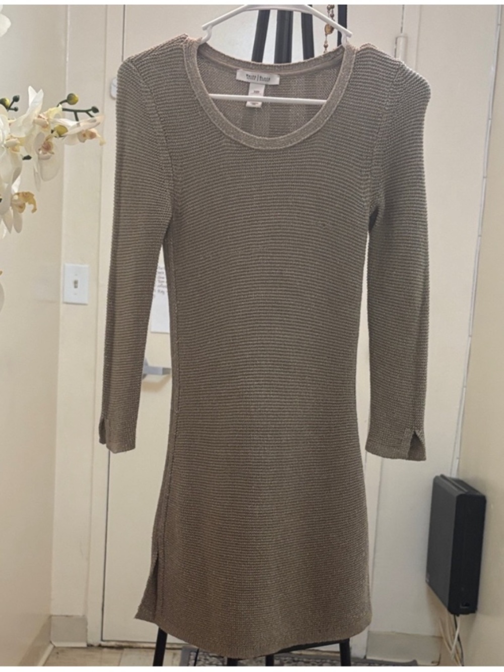 WHITE BLACK HOUSE MARKET TAUPE LONG SLEEVE DRESS SIZE XXS NWOT